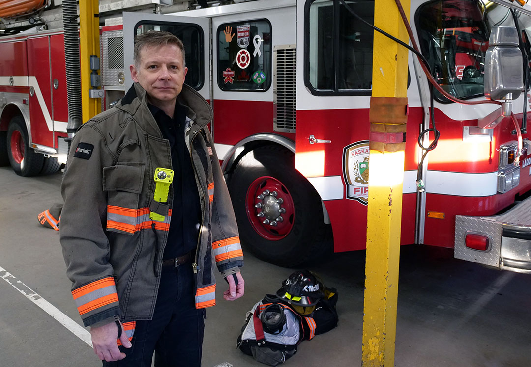 Joel McNair is a firefighter with the City of Saskatoon. (Photo: Matt Olson)