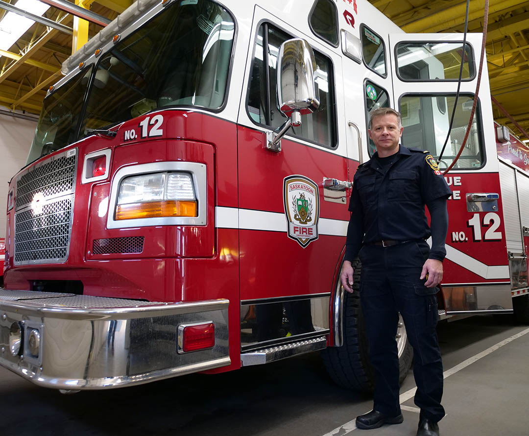 Joel McNair is a firefighter with the City of Saskatoon. (Photo: Matt Olson)