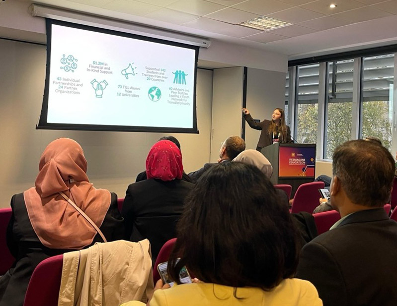 Marlis Merry (right), TRANSECTS program manager, accepting the gold award in the Sustainability in Education: Literacy category on behalf of TRANSECTS with Barak Cerff (left), senior product manager and vice-chair of the QS Reimagine Education Awards, at the 2025 QS Reimagine Education Awards and Conference. Credit: QS Reimagine Education.