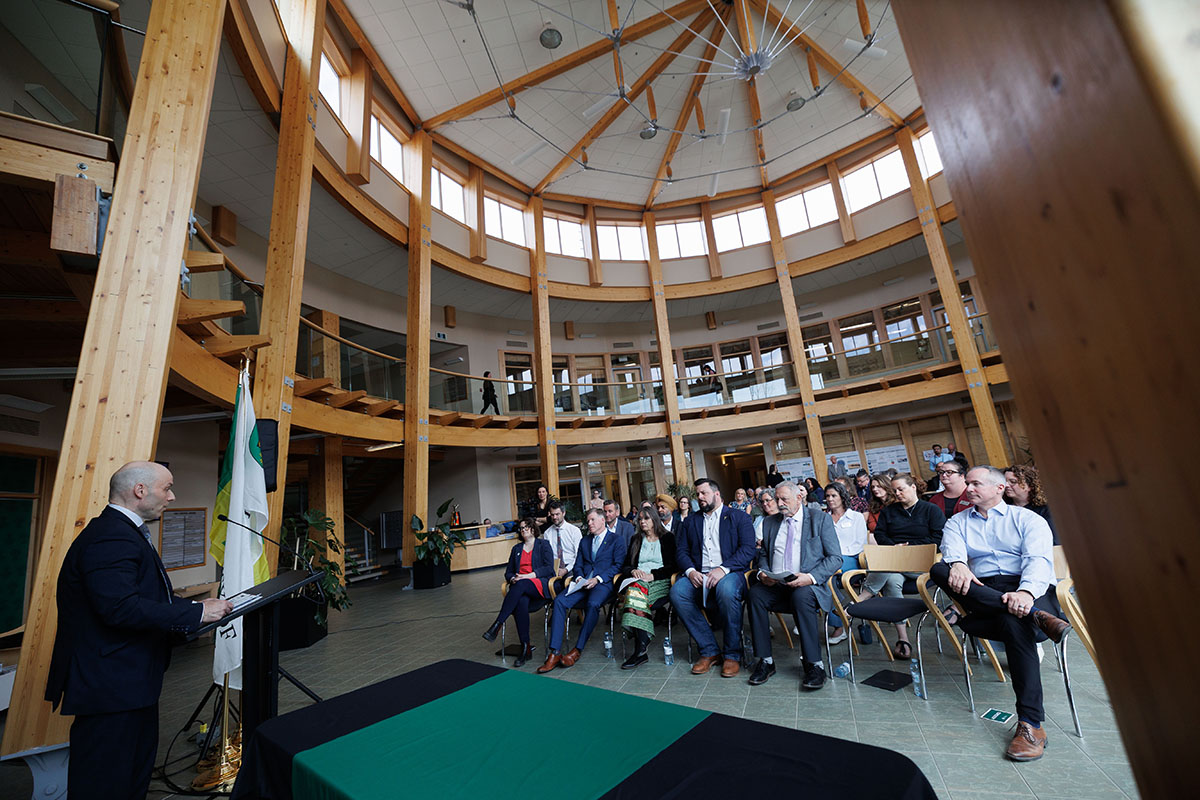 From left: Dr. Jay Wilson, principal of the USask Prince Albert campus, Vince Bruni-Bossio, president and vice-chancellor of USask, and Bill Powalinsky, mayor of the city of Prince Albert. (Photo: David Stobbe for USask)