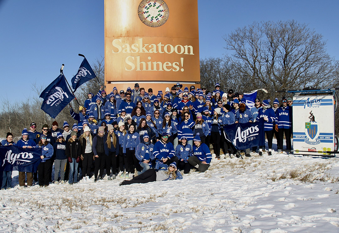 College of Agriculture and Bioresources alumna Cailey Church with students Laurel O’Neill and Lainie Muir on the run for the Bedpush fundraiser. (Photo: Submitted)