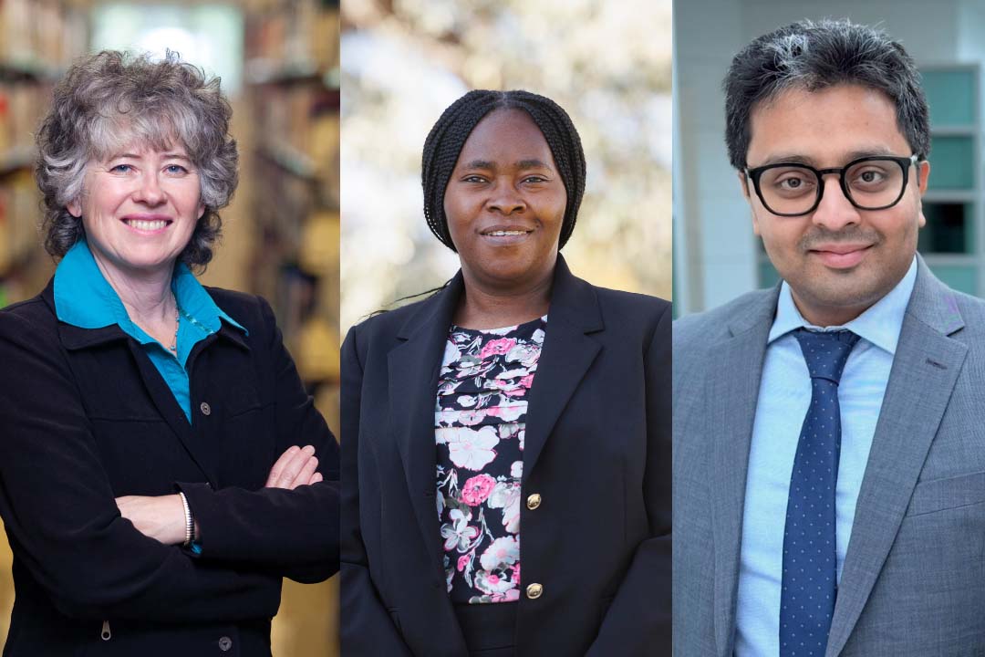 USask's Dr. Wendy Roy (PhD) (Left), Dr. Deborah Adewole (PhD) (Middle), and VIDO's Dr. Arinjay Banerjee (PhD) (Right) received awards for their research at spring convocation (Photos: Submitted).