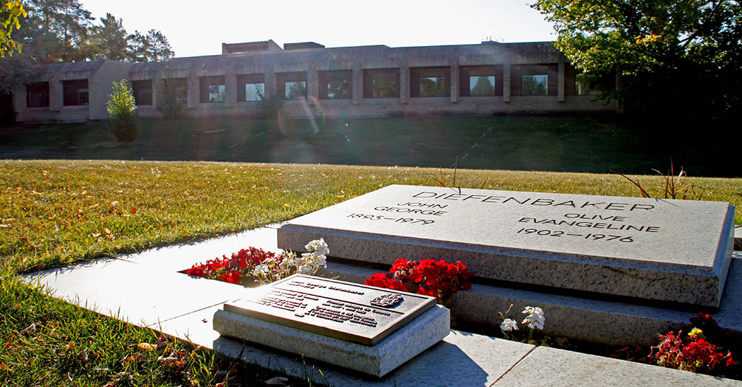 The final resting place of former Prime Minister John Diefenbaker and his wife Olive, adjacent to the Diefenbaker Canada Centre on the University of Saskatchewan (USask) campus. (Photo: Diefenbaker Canada Centre)