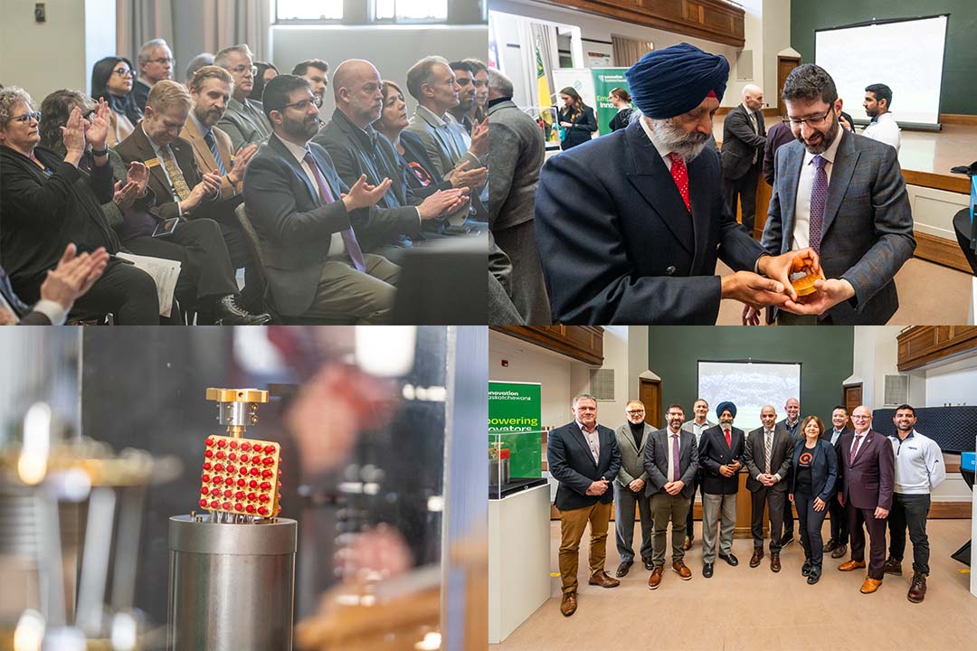 Dr. Steven Rayan (PhD) showcases the chip at the core of USask's first quantum computing system, a 9-qubit Novera™ QPU by Rigetti Computing, Inc.