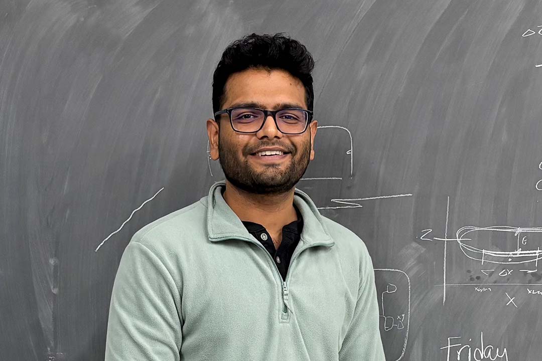 Siddhartha Gollamudi, a PhD student in the College of Engineering at USask, is using computational models to find ways to prevent heat pumps from freezing in cold weather. (Photo: Erin Matthews/USask)