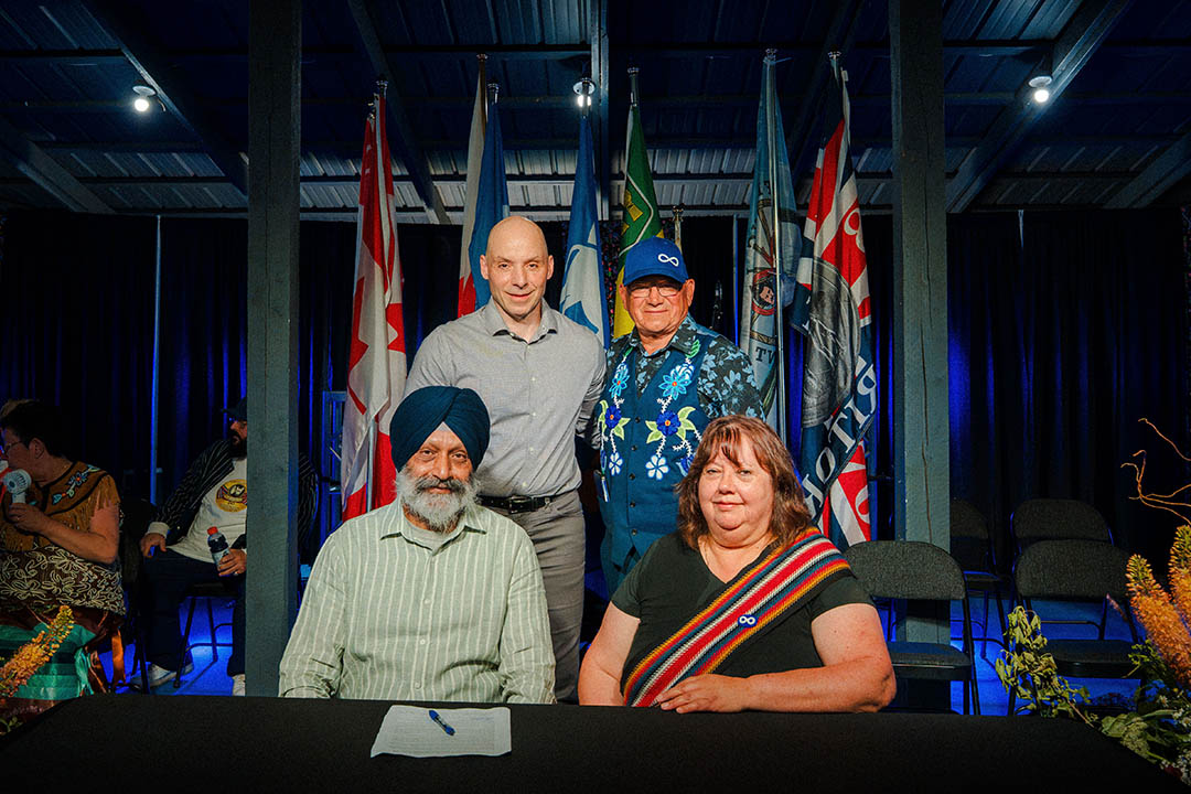 The University of Saskatchewan and Métis Nation–Saskatchewan signed a Joint Statement of Intent on July 17, 2026, during the Back to Batoche festival. (Photo: Métis Nation–Saskatchewan)